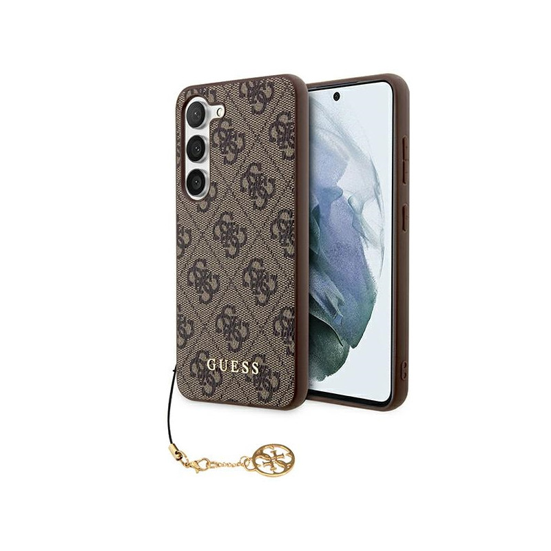 Guess 4G Charms Collection dėklas, skirtas Samsung Galaxy S24 - rudas