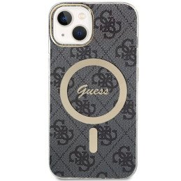 Guess 4G MagSafe dėklas iPhone 15 Plus / 14 Plus - juodas