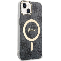 Guess 4G MagSafe dėklas iPhone 15 Plus / 14 Plus - juodas