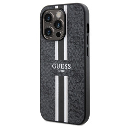 Guess 4G Printed Stripes MagSafe dėklas iPhone 15 Pro Max - juodas