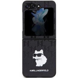 Karl Lagerfeld Saffiano Monogram Choupette Pin dėklas, skirtas Samsung Galaxy Z Flip 5 - juodas