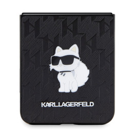 Karl Lagerfeld Saffiano Monogram Choupette Pin dėklas, skirtas Samsung Galaxy Z Flip 5 - juodas
