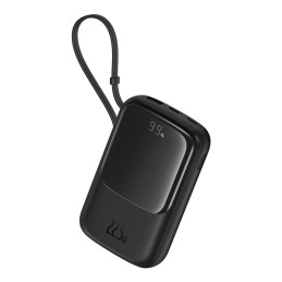 Baseus Qpow Pro+ 10000mAh 22,5W maitinimo blokas su įmontuotu USB-C laidu ir ekranu – juodas