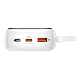 Baseus Qpow Pro+ 20000mAh 22,5W maitinimo blokas su įmontuotu USB-C laidu ir ekranu – baltas