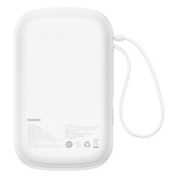 Baseus Qpow Pro+ 20000mAh 22,5W maitinimo blokas su įmontuotu USB-C laidu ir ekranu – baltas