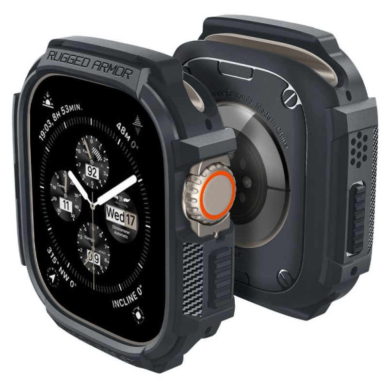 Spigen Rugged Armor dėklas, skirtas Apple Watch Ultra 1/ 2 (49 mm) - tamsiai pilkas