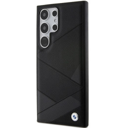 BMW Signature Leather Crossing Lines Pattern dėklas, skirtas Samsung Galaxy S24 Ultra - juodas