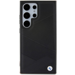 BMW Signature Leather Crossing Lines Pattern dėklas, skirtas Samsung Galaxy S24 Ultra - juodas