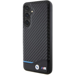 BMW Leather Carbon dėklas Samsung Galaxy S24+ - juodas