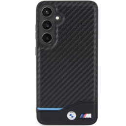 BMW Leather Carbon dėklas Samsung Galaxy S24+ - juodas