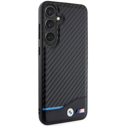 BMW Leather Carbon dėklas Samsung Galaxy S24+ - juodas