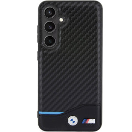 BMW Leather Carbon dėklas Samsung Galaxy S24 - juodas