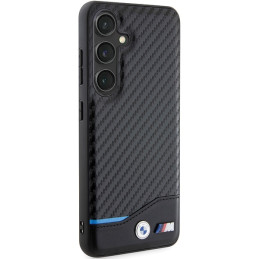 BMW Leather Carbon dėklas Samsung Galaxy S24 - juodas