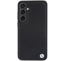 BMW Signature Leather Crossing Lines Pattern dėklas, skirtas Samsung Galaxy S24 - juodas