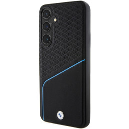 BMW Signature Leather Textured & Line MagSafe dėklas, skirtas Samsung Galaxy S24 - juodas