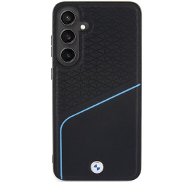 BMW Signature Leather Textured & Line MagSafe dėklas, skirtas Samsung Galaxy S24 - juodas