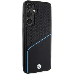 BMW Signature Leather Textured & Line MagSafe dėklas, skirtas Samsung Galaxy S24 - juodas