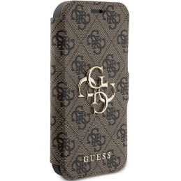 Guess 4G Metal Logo dėklas, skirtas iPhone 15 Pro - rudas