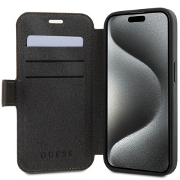Guess 4G Metal Logo dėklas, skirtas iPhone 15 Pro - rudas