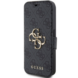 Guess 4G Metal Logo dėklas, skirtas iPhone 15 Pro - pilkas
