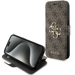 Guess 4G Metal Logo dėklas, skirtas iPhone 15 Pro Max - rudas