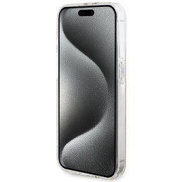 Guess IML 4G Gold Stripe dėklas, skirtas iPhone 14 Pro Max - rožinis