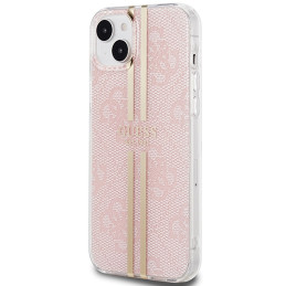 Guess IML 4G Gold Stripe dėklas, skirtas iPhone 15 Plus / 14 Plus - rožinis