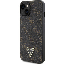 Guess 4G Triangle Metal Logo dėklas iPhone 15 Plus / 14 Plus - juodas