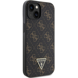 Guess 4G Triangle Metal Logo dėklas iPhone 15 Plus / 14 Plus - juodas