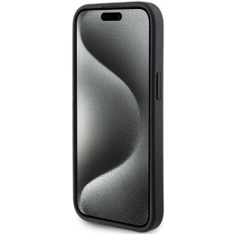 Guess 4G Triangle Metal Logo dėklas iPhone 15 Plus / 14 Plus - juodas