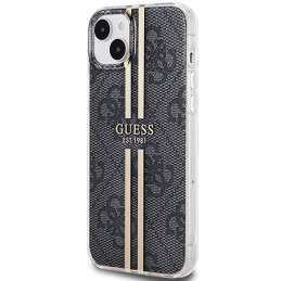 Guess IML 4G Gold Stripe dėklas iPhone 15/ 14/ 13 - juodas