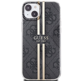 Guess IML 4G Gold Stripe dėklas iPhone 15/ 14/ 13 - juodas