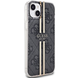 Guess IML 4G Gold Stripe dėklas iPhone 15/ 14/ 13 - juodas