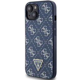 Guess 4G trikampis metalinis logotipo dėklas, skirtas iPhone 15/ 14/ 13 – mėlynas
