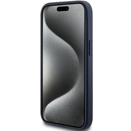 Guess 4G trikampis metalinis logotipo dėklas, skirtas iPhone 15/ 14/ 13 – mėlynas