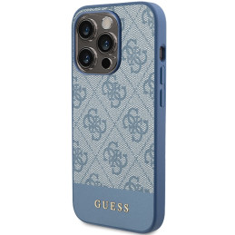 Guess 4G Stripe Collection dėklas, skirtas iPhone 15 Pro Max - mėlynas