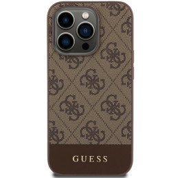 Guess 4G Stripe Collection dėklas, skirtas iPhone 15 Pro Max - rudas