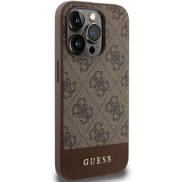 Guess 4G Stripe Collection dėklas, skirtas iPhone 15 Pro Max - rudas