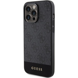Guess 4G Stripe Collection dėklas, skirtas iPhone 15 Pro Max - pilkas
