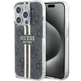 Guess IML 4G Gold Stripe dėklas, skirtas iPhone 15 Pro Max - juodas