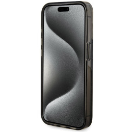 Guess Liquid Glitter Gold Stripes dėklas, skirtas iPhone 15 Pro Max - juodas
