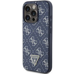 Guess 4G Triangle Metal Logo dėklas, skirtas iPhone 15 Pro Max - mėlynas