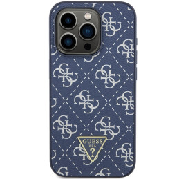 Guess 4G Triangle Metal Logo dėklas, skirtas iPhone 15 Pro Max - mėlynas