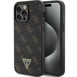 Guess 4G Triangle Metal Logo dėklas, skirtas iPhone 15 Pro Max - juodas