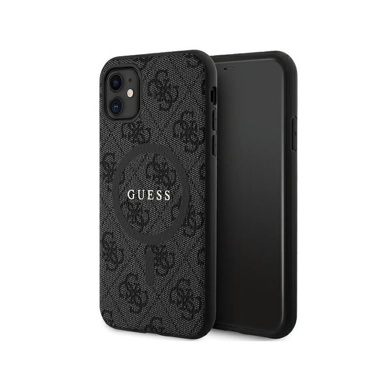 Guess 4G Collection odinis metalinis logotipas MagSafe dėklas, skirtas iPhone 11 / XR - juodas
