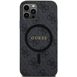 Guess 4G Collection odinis metalinis logotipas MagSafe dėklas, skirtas iPhone 12 Pro / iPhone 12 - juodas