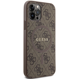 Guess 4G Collection odinis metalinis logotipas MagSafe dėklas, skirtas iPhone 12 Pro / iPhone 12 - rudas