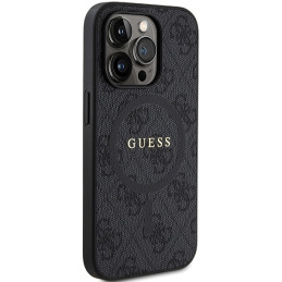 Guess 4G Collection odinis metalinis logotipas MagSafe dėklas, skirtas iPhone 13 Pro Max - juodas