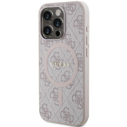 Guess 4G Collection odinis metalinis logotipas MagSafe dėklas, skirtas iPhone 13 Pro Max – rožinis