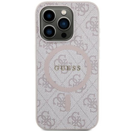 Guess 4G Collection odinis metalinis logotipas MagSafe dėklas, skirtas iPhone 13 Pro Max – rožinis
